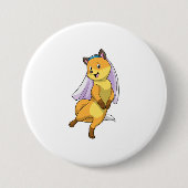 Fuchs als Braut mit Schleier Button (Vorderseite)