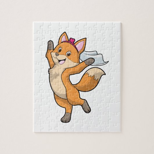 Fuchs als Braut mit Schleier & Herz Puzzle (Vertikal)