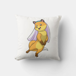 Fuchs als Braut mit Schleier Kissen
