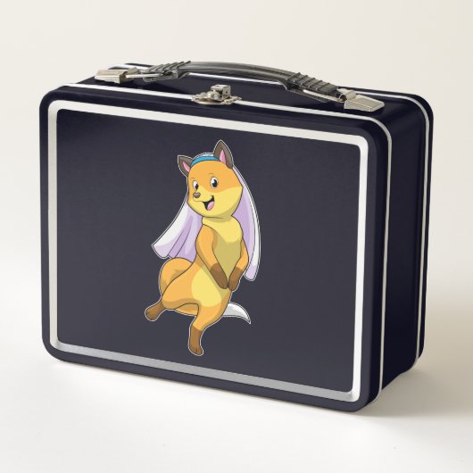 Fuchs als Braut mit Schleier Metall Brotdose (Vorderseite)