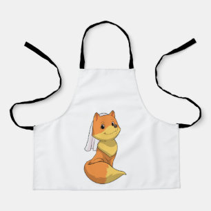 Fuchs als Braut mit Schleier Schürze