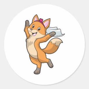 Fuchs als Braut mit Schleier und Herz Runder Aufkleber