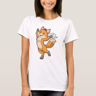 Fuchs als Braut mit Schleier und Herz T-Shirt