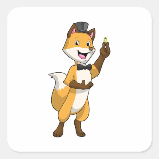 Fuchs als Bräutigam mit Ehering Quadratischer Aufkleber (Vorderseite)
