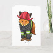 Fuchs als Feuerwehrmann mit Helm Karte (Rückseite)