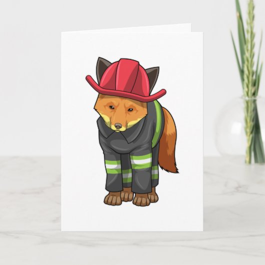 Fuchs als Feuerwehrmann mit Helm Karte (Vorderseite)