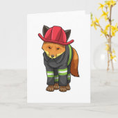 Fuchs als Feuerwehrmann mit Helm Karte (Gelbe Blume)