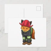 Fuchs als Feuerwehrmann mit Helm Postkarte (Vorne/Hinten)
