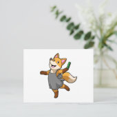Fuchs als Friseur mit Schere Postkarte (Stehend Vorderseite)