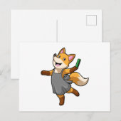 Fuchs als Friseur mit Schere Postkarte (Vorne/Hinten)