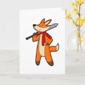 Fuchs als Krieger mit Schwert und Schal Karte (Gelbe Blume)