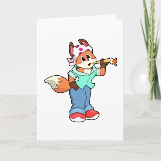Fuchs als Maler mit Pinsel & Farbe Karte (Vorderseite)