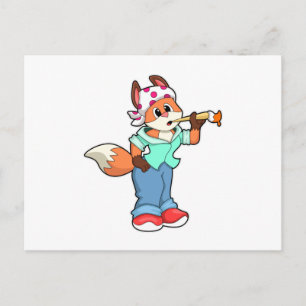 Fuchs als Maler mit Pinsel und Farbe Postkarte