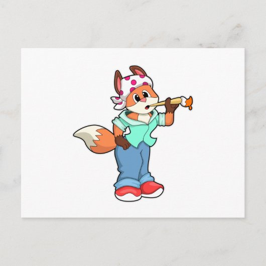 Fuchs als Maler mit Pinsel und Farbe Postkarte (Vorderseite)