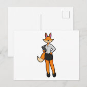 Fuchs als Sekretär mit Notizblock Postkarte (Vorne/Hinten)