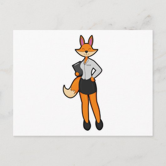 Fuchs als Sekretär mit Notizblock Postkarte (Vorderseite)