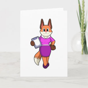 Fuchs als Sekretär mit Rock Karte