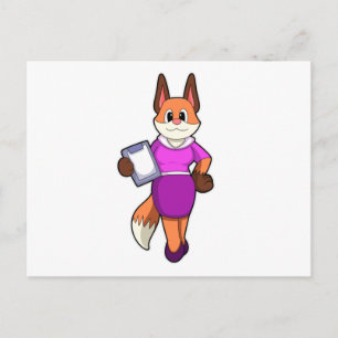 Fuchs als Sekretär mit Rock Postkarte