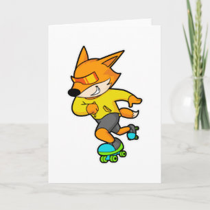 Fuchs als Skater mit Rollschuhen Karte