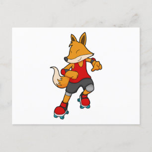 Fuchs als Skater mit Rollschuhen Postkarte