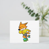 Fuchs als Skater mit Rollschuhen Postkarte (Stehend Vorderseite)