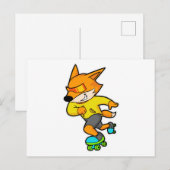 Fuchs als Skater mit Rollschuhen Postkarte (Vorne/Hinten)