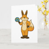 Fuchs als Volleyballspieler mit Volleyball Karte (Gelbe Blume)