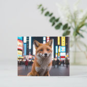 Fuchs am Times Square Feiertagspostkarte (Stehend Vorderseite)
