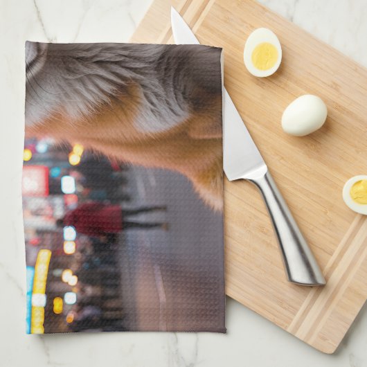 Fuchs am Times Square Geschirrtuch (Viertel Falte)