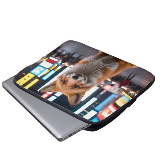 Fuchs am Times Square Laptopschutzhülle (Vorne Knopf)