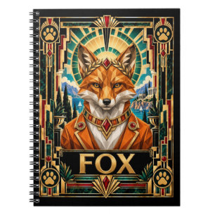Fuchs, Art Deco Wildlife Notizblock