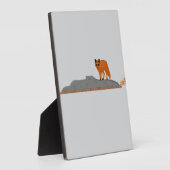 🦊 Fuchs auf dem Fels Tischschild - Schreibtischde Fotoplatte (Seite)