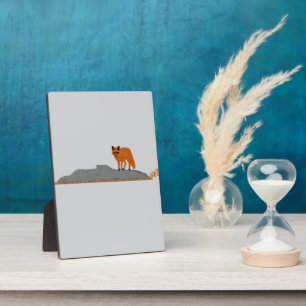 🦊Fuchs auf dem Felsen – Büroschmuck Fotoplatte