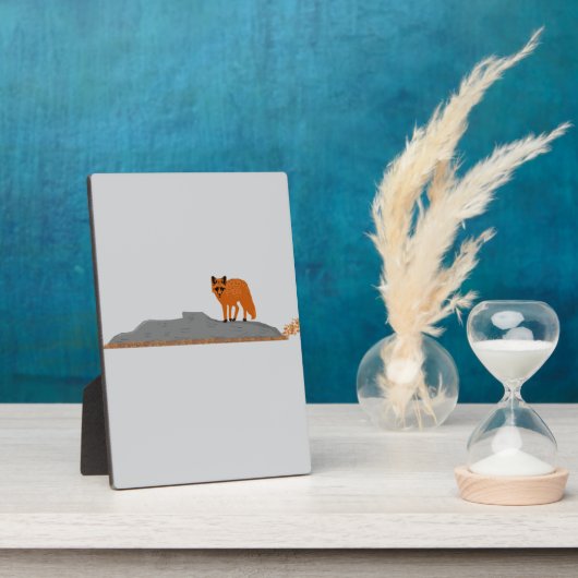🦊Fuchs auf dem Felsen – Büroschmuck Fotoplatte (Seite)