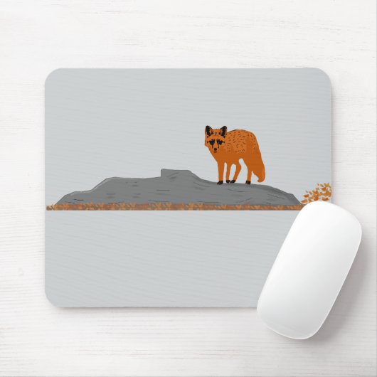 🦊 Fuchs auf dem Felsen Mousepad (Mit Mouse)