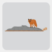 🦊 Fuchs auf dem Felsen Quadratischer Aufkleber (Vorderseite)