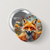 Fuchs auf der Wiese Button (Vorne & Hinten)