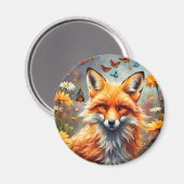 Fuchs auf der Wiese Magnet (Vorderseite/Rückseite)