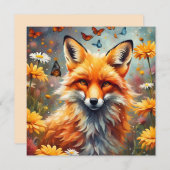 Fuchs auf der Wiese Mitteilungskarte (Vorne/Hinten)