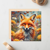 Fuchs auf der Wiese Mitteilungskarte (Vorderseite/Rückseite Beispiel)