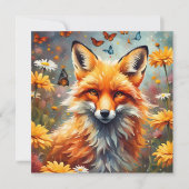 Fuchs auf der Wiese Mitteilungskarte (Vorderseite)