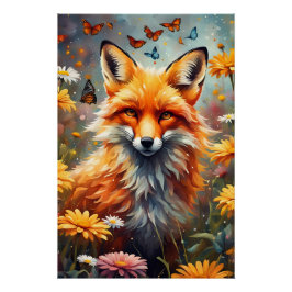 Fuchs auf der Wiese Poster
