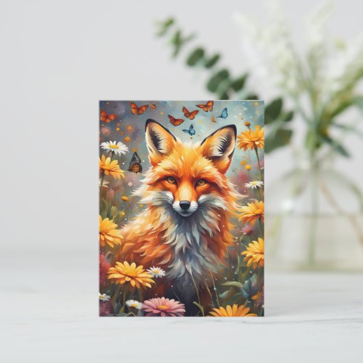 Fuchs auf der Wiese Postkarte (Stehend Vorderseite)