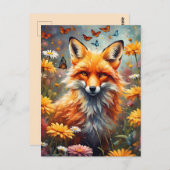 Fuchs auf der Wiese Postkarte (Vorne/Hinten)