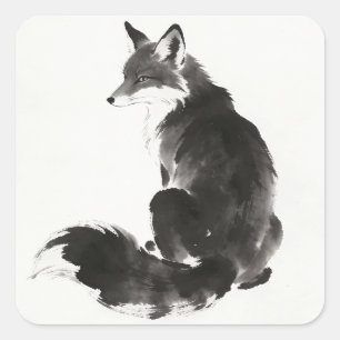 Fuchs-Aufkleber Quadratischer Aufkleber