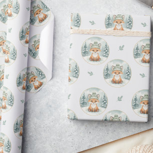 Fuchs-Baby-Party-Geschenkpapier Winterwald Geschenkpapier