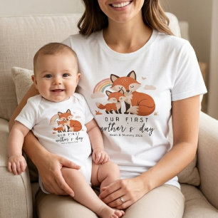 Fuchs-Baby und Mama zum ersten Muttertag Soft-Past Baby Strampler