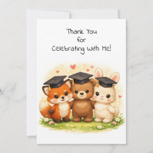 Fuchs Bär Hase Vorschule Kindergarten Abschluss Dankeskarte