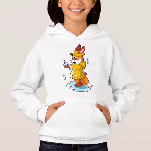 Fuchs bei Regen mit Regenfällen Hoodie (Vorderseite)
