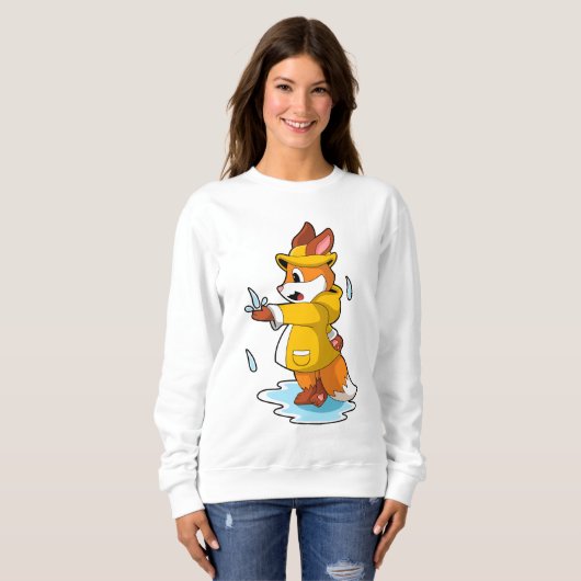 Fuchs bei Regen mit Regenfällen Sweatshirt (Vorne ganz)